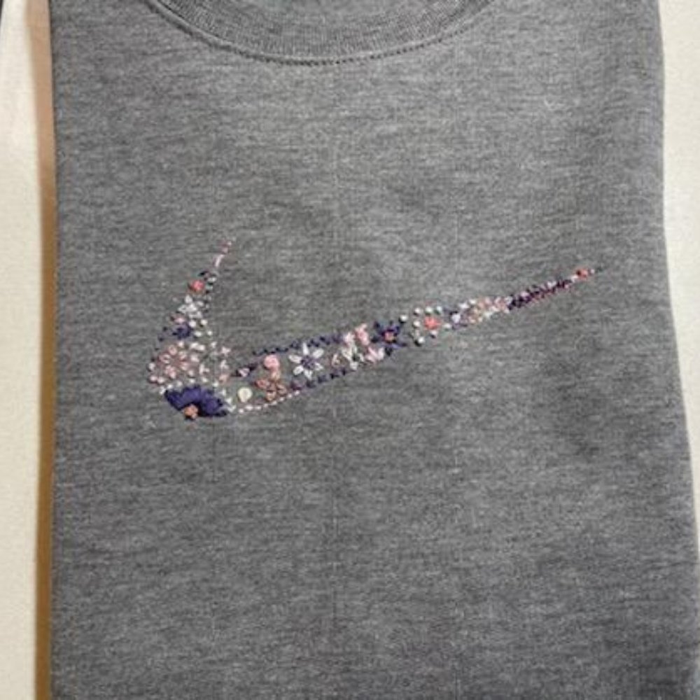 Hand Embroidered Nike Sweatshirt One of a kind